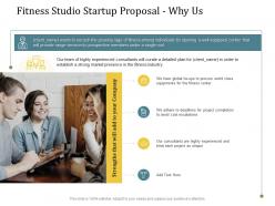 Fitness studio startup proposal why us ppt powerpoint presentation ideas graphics