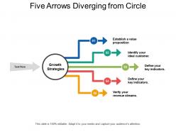 Five arrows diverging from circle