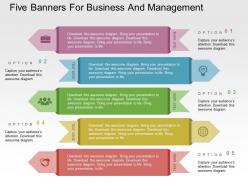 Five banners for business and management flat powerpoint design