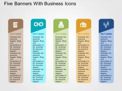 Five banners with business icons flat powerpoint design