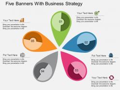 Five banners with business strategy flat powerpoint design