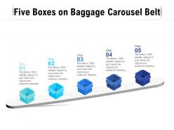 Five boxes on baggage carousel belt