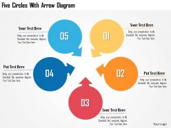 Five circles with arrow diagram flat powerpoint design