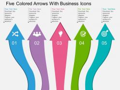 Five colored arrows with business icons flat powerpoint design