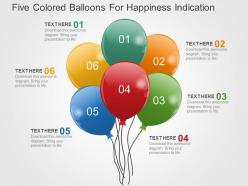 Five colored balloons for happines indication flat powerpoint design