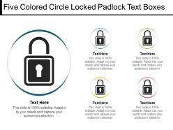 Five colored circle locked padlock text boxes1