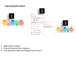 Five colored circles in sequence with percentage part flat powerpoint design
