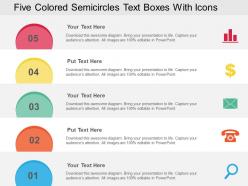 Five Colored Semicircles Text Boxes With Icons Flat Powerpoint Design
