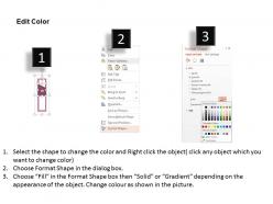 Five colour banners with target selection and search options flat powerpoint design