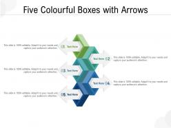 Five colourful boxes with arrows
