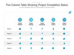 Five column table showing project completion status