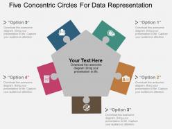 Five concentric circles for data representation flat powerpoint design
