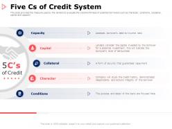 Five cs of credit system conditions ppt powerpoint presentation infographics graphics