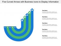Five curved arrows with business icons to display information