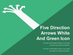 Five direction arrows white and green icon