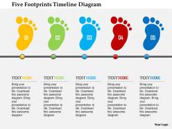 Five footprints timeline diagram flat powerpoint design