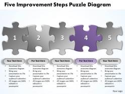 Five improvement steps puzzle diagarm powerpoint templates ppt presentation slides 0812
