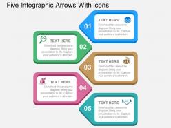 Five infographic arrows with icons flat powerpoint design