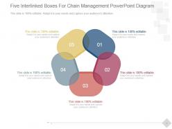 Five interlinked boxes for chain management powerpoint diagram