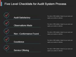 Five level checklists for audit system process powerpoint topics