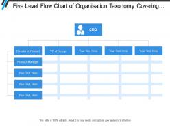 Five level flow chart of organisation taxonomy covering classification of position