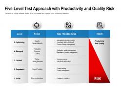 Five level test approach with productivity and quality risk