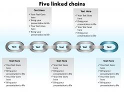 Five linked chains editable powerpoint slides templates