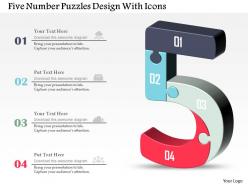 Five number puzzles design with icons powerpoint template