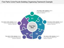 Five parts circle puzzle building organizing teamwork example