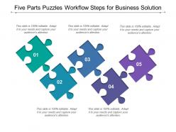 Five parts puzzles workflow steps for business solution