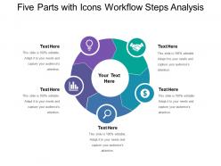 Five parts with icons workflow steps analysis