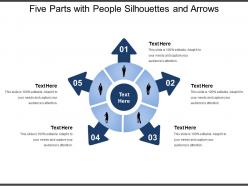 Five parts with people silhouettes and arrows