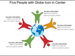 Five people with globe icon in center