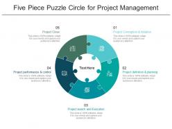 Five piece puzzle circle for project management
