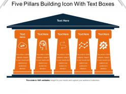 Five pillars building icon with text boxes