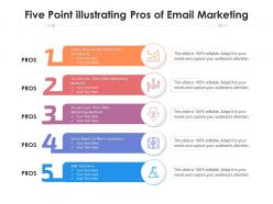 Five point illustrating pros of email marketing