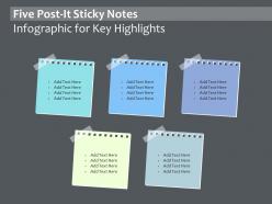 Five post it sticky notes infographic for key highlights