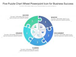 Five puzzle chart wheel powerpoint icon for business success