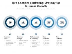 Five sections illustrating strategy for business growth