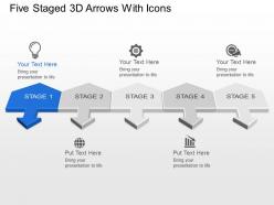 Five Staged 3d Arrows With Icons Powerpoint Template Slide