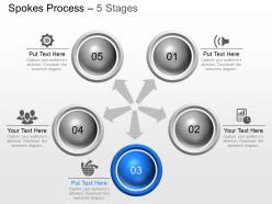 Five staged arrow circle with business planning indication powerpoint template slide