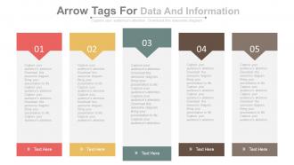 Five staged arrow tags for data and information powerpoint slides