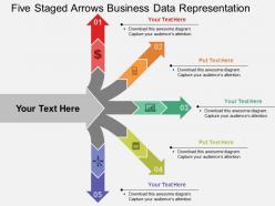 Five staged arrows business data representation flat powerpoint design