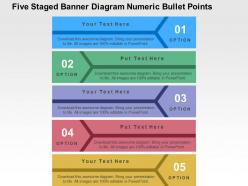 Five staged banner diagram numeric bullet points flat powerpoint design