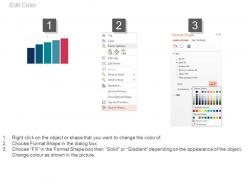 Five staged bar graph and icons powerpoint slides