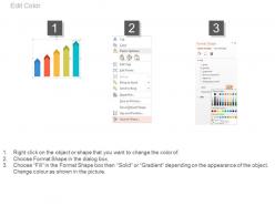 Five staged bar graph horizontal arrow diagram powerpoint slides