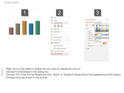 Five staged bar graph with icons powerpoint slides