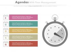 Five staged business agenda for time management powerpoint slides