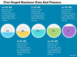 Five staged business data and finance flat powerpoint design