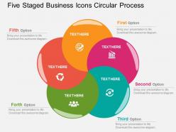 Five staged business icons circular process flat powerpoint design